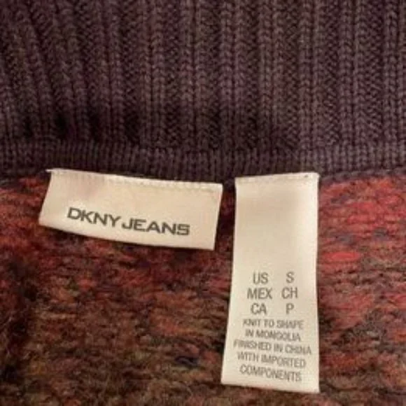 DKNY Jeans Brown Ombre Single Button Cardigan Sweater Shrug Mid Sleeve O… - Picture 3 of 4